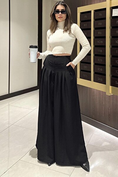 BEES JEANS Pantaloni cu fustă neagră pentru femei - 700-3538