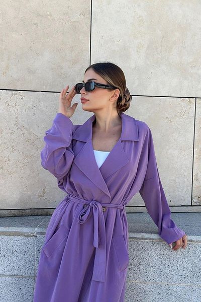 NEW LAVİVA Women's Lilac Casual Trench Coat - 700-3335
