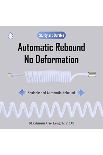 TAFASSELL maifey Spring Flexible Shower Hose, ABS Flexible Telescopic Shower Hose for Water Plumbing Toilet Bi