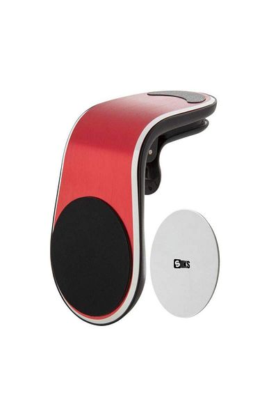SIKS Suport magnetic pentru telefon auto, montare în grila de ventilație, roșu