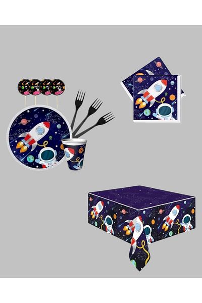 Evabrite Space 24 Person Birthday Party Set - Space Concept Party Ornament Cosmic Space
