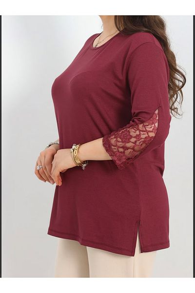 Tunicom Plus Size Sleeves Lace Ultra Luxury Combed Cotton Blouse