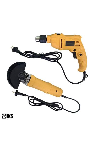 SIKS Set of 2 SIKS Tools Impact Drill (drill), Angle Grinder, 780W, 2 Speeds, 10000 Rotations/Minute