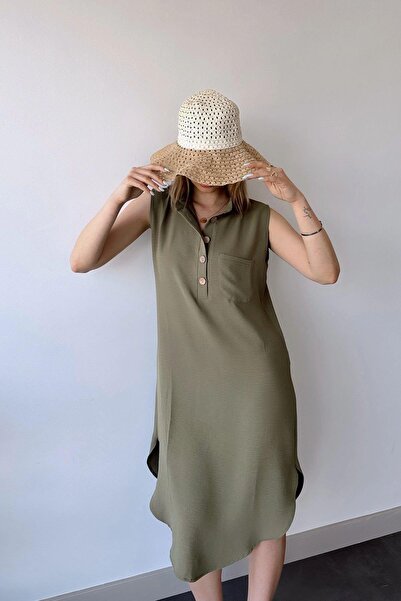 NEW LAVİVA Γυναικείο Χακί Φόρεμα - 700-3138