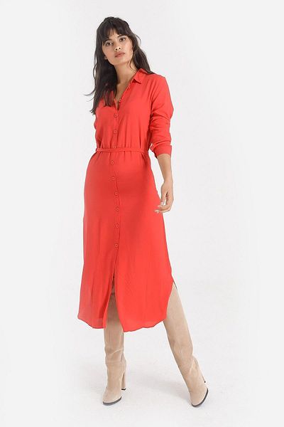 NEW LAVİVA Women's Red Shirt Dress - 700-K4480