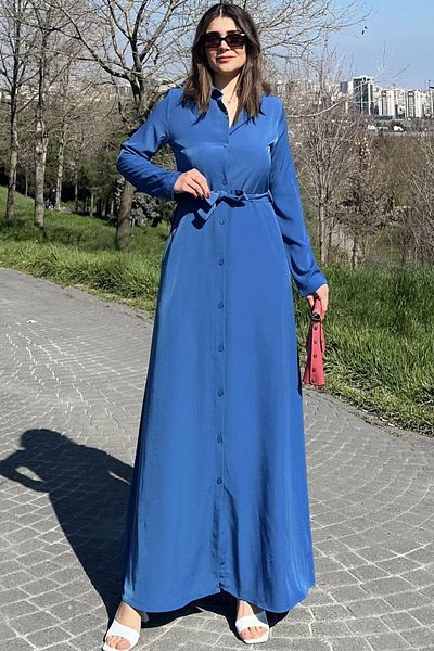 NEW LAVİVA Rochie lungă albastră pentru femei - 700-3576