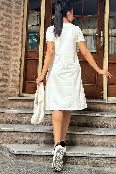 NEW LAVİVA Women's Ecru Casual Dress - 700-3614