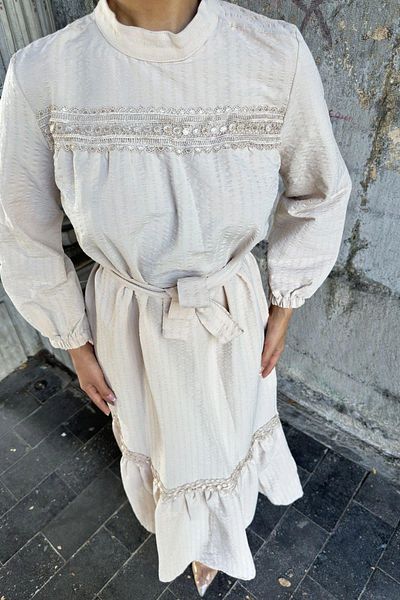 NEW LAVİVA Γυναικείο Μπεζ Φόρεμα - 700-3617