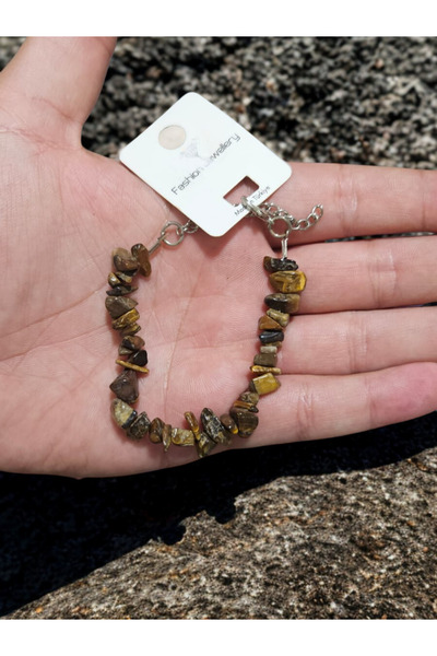 HobiHub Natural Tiger Eye Broken Stone Bracelet – Focus and Power Stone |   Negative Energy Protective Unisex Jewelry