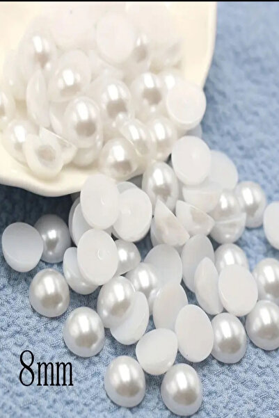 Massaltay Λευκές χάντρες μισού μαργαριταριού 8 χιλιοστών για διακόσμηση και χ...