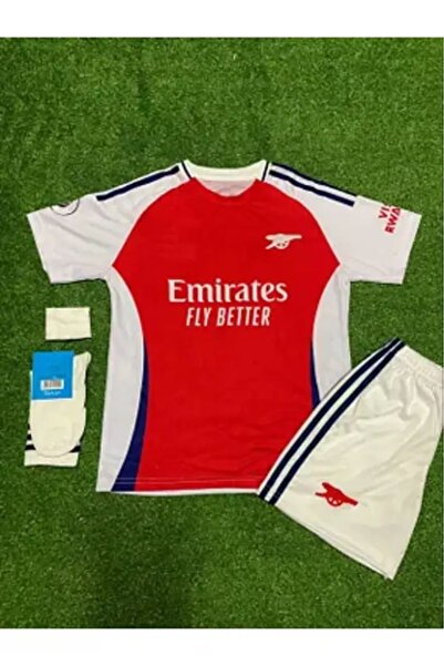 FAMİLYSTAN ARSENAL 2024/25 İSİMSİZ İÇ SAHA ÇOCUK FORMASI 4LÜ SET FORMA+ŞORT+ÇORAP+BİLEKLİK