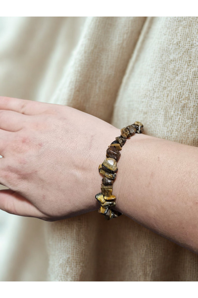 HobiHub Natural Tiger Eye Broken Stone Bracelet – Focus and Power Stone |   Negative Energy Protective Unisex Jewelry