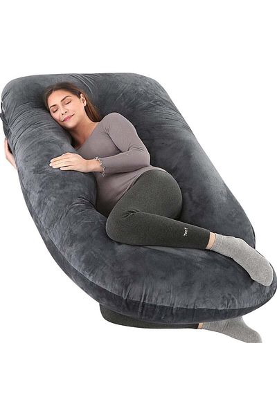 F.A.M.S Pregnancy Pillow G Shape Luxurious Maternity Support Pillow for Comfort and Back Relief - Char Black