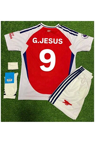 FAMİLYSTAN ARSENAL 2024/25 GABRİEL JESUS İÇ SAHA ÇOCUK FORMASI 4LÜ SET FORMA+ŞORT+ÇORAP+BİLEKLİK