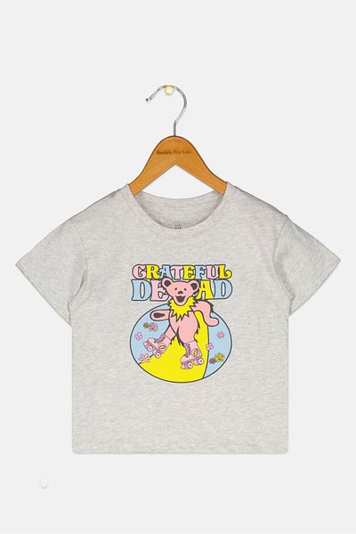 GAP Toddlers Boy Crew Neck Graphic Printed Short Sleeve T-Shirt, Light Grey
