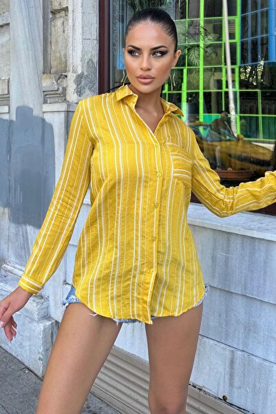 NEW LAVİVA Cămașă galbenă pentru femei - 700-3266