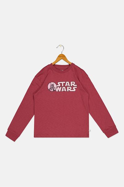 GAP Star Wars x Gap Kids Boy Crew Neck Long Sleeve Graphic Print T-Shirt, Dark Mauve
