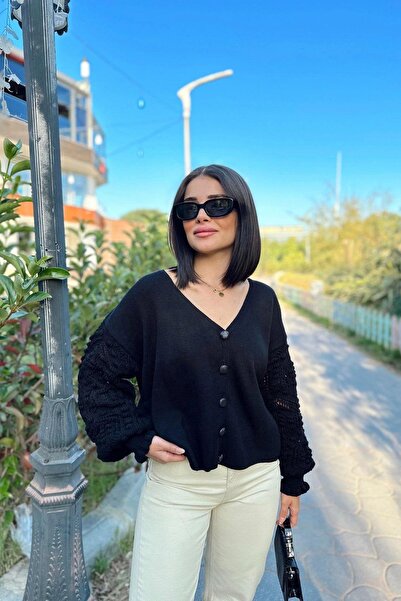 NEW LAVİVA Women's Black Cardigan - 700-K5596