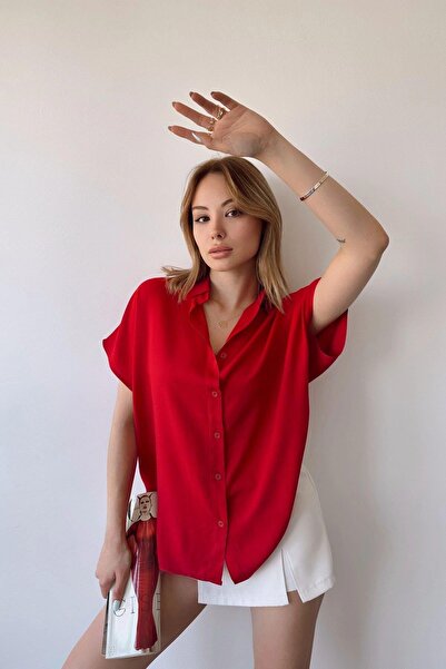 BEES JEANS Cămașă roșie de damă - 700-K5294