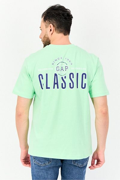 GAP Men Crew Neck Short Sleeve Brand Logo T-Shirt, Mint Green