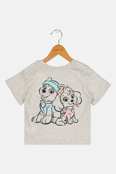GAP Toddlers Girl Crew Neck Short Sleeves Graphic Print T-Shirt, Light Grey