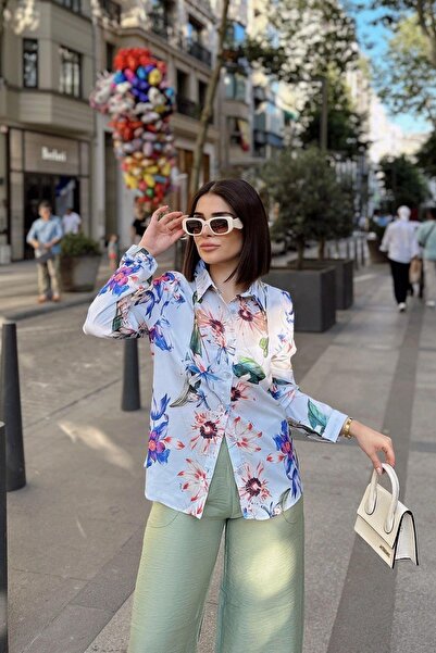 NEW LAVİVA Cămașă albastră pentru femei - 700-K4921