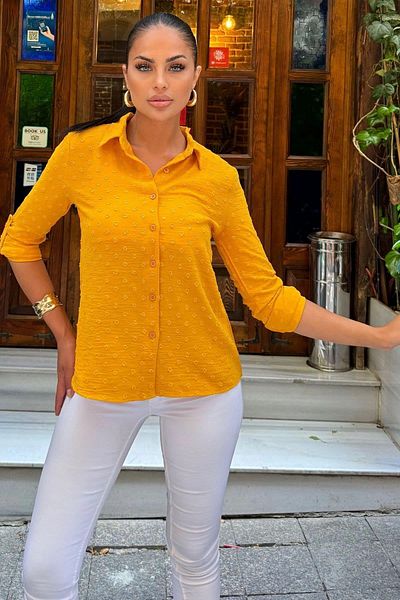 NEW LAVİVA Cămașă de damă muștar - 700-3621