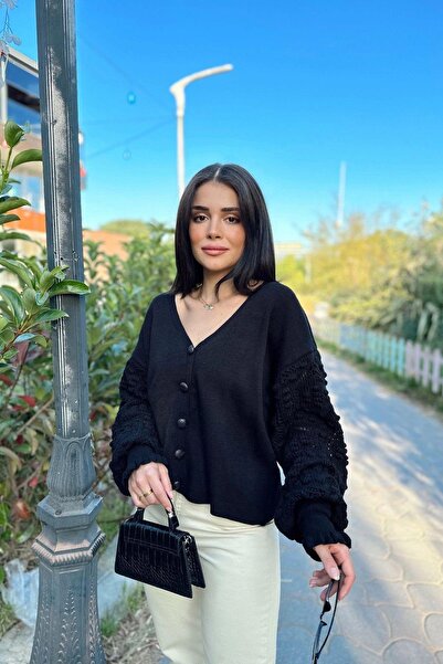 NEW LAVİVA Women's Black Cardigan - 700-K5596