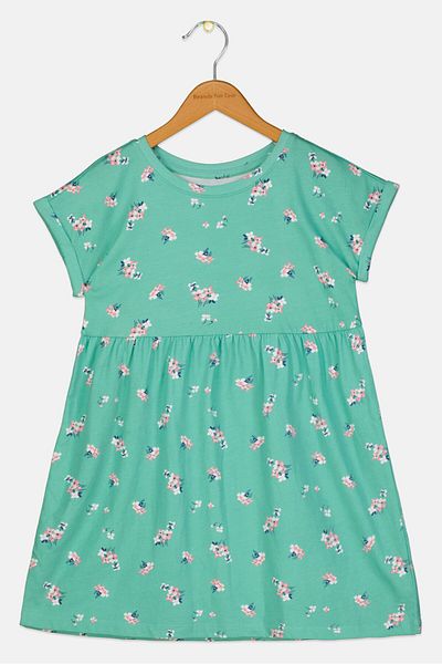 GAP Kids Girl Allover Print Mini Dress, Green