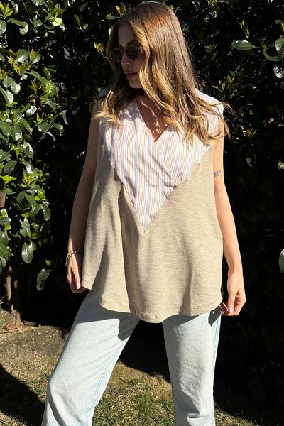 NEW LAVİVA Γυναικεία Μπεζ Casual Μπλούζα - 700-3430