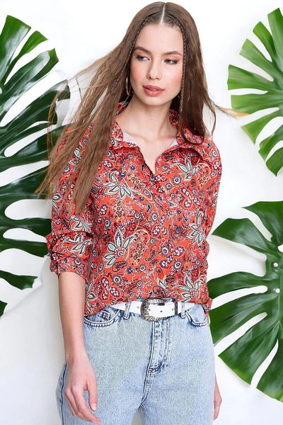 NEW LAVİVA Women's Red Shirt - 700-t4009-5140