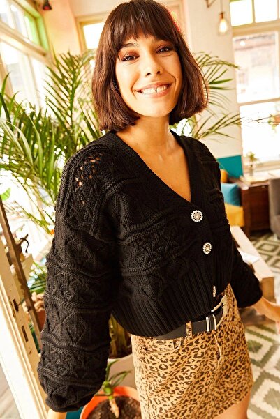 NEW LAVİVA Women's Black Cardigan - 700-K5595