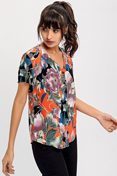 NEW LAVİVA Cămașă mov florală pentru femei - 700-H5030