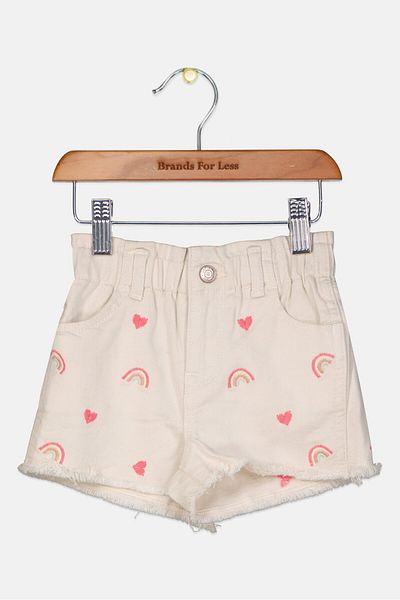 GAP Toddlers Girl Allover Print Denim Shorts, Multicolor