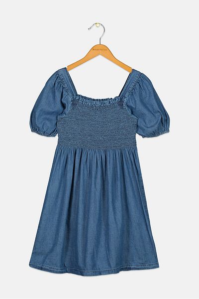 GAP Kids Girl Textured Denim Dress, Slate Blue