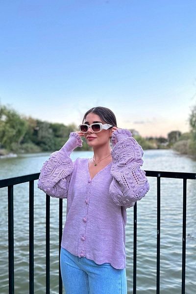 NEW LAVİVA Women's Lilac Cardigan - 700-K5596