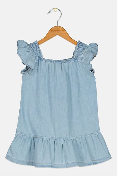 GAP Toddlers Girl 2 Pieces Washed Dress With Panty, Blue