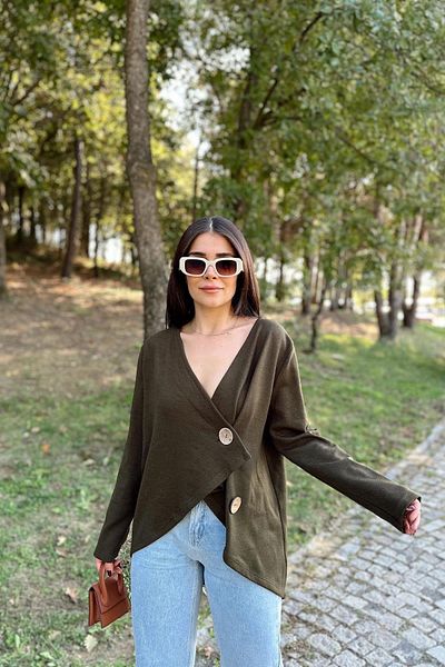 NEW LAVİVA Women's Khaki Cardigan - 700-3328