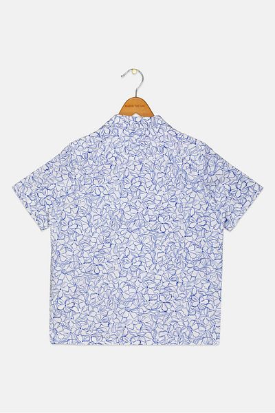 GAP Kids Boy Lapel Collar Floral Printed Short Sleeves Casual Shirt, Multicolor