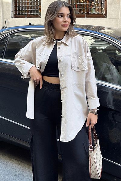 NEW LAVİVA Cămașă bej pentru femei - 700-3519