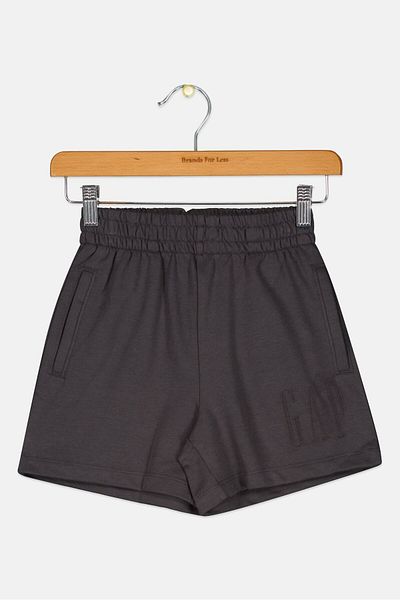 GAP Kids Girl Embroidered Logo Short, Dark Grey