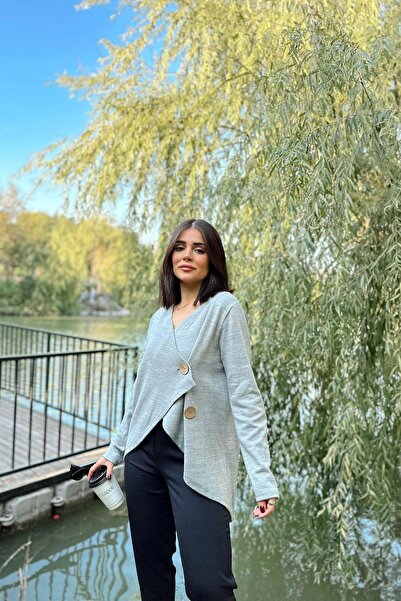 NEW LAVİVA Women's Gray Cardigan - 700-3328