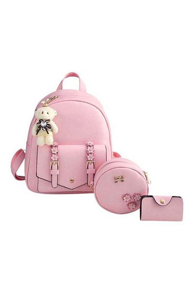 Generic Cool Baby 3-Piece Backpack And Wallet With Sling Bag Set Pink