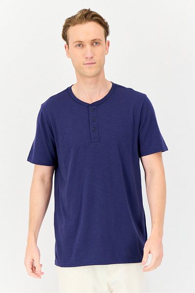GAP Men Crew Neck Short Sleeves Plain T-Shirt, Navy