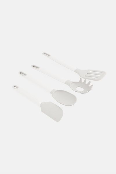 Bebe 4 Piece Silicone Utensil Set, Grey