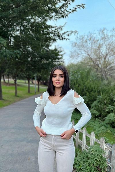 NEW LAVİVA Women's Ecru Knitwear Blouse - 700-K7530