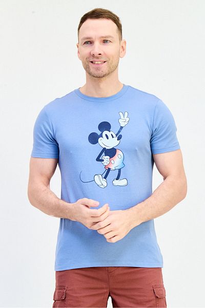 GAP Men Crew Neck Short Sleeve Graphic Print T-Shirt, Slate Blue