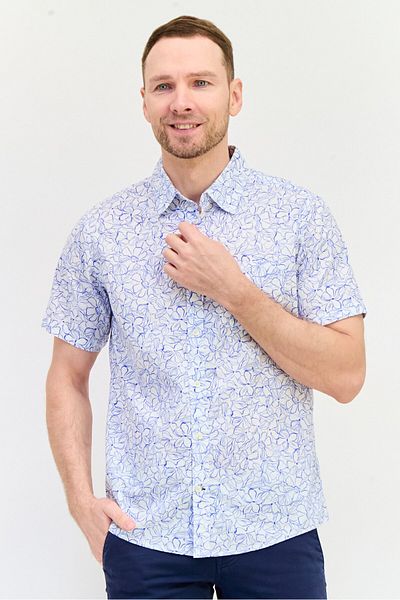 GAP Men Slim Fit Floral Print Short Sleeves Casual Shirt, White