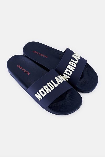 Nordland Men Brand Logo Slip On Slides, Navy