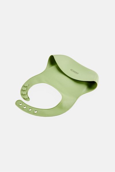 Preschool Fun Toddlers Girl Plain Silicone Bib, Green
